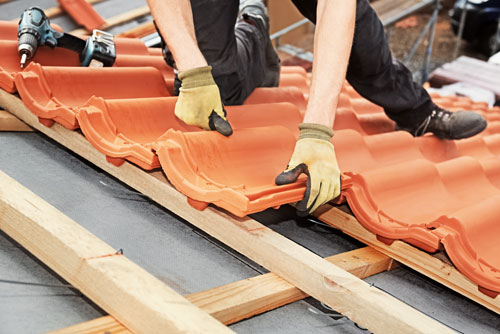 Roofer at work