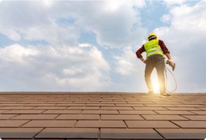 man on a roof